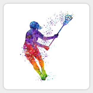 Lacrosse Girl Player Watercolor Silhouette Painting Sticker